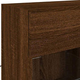 TV Wall Cabinet with LED Lights Brown Oak 78.5x30x60.5 cm 837105