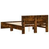 Bed Frame Smoked oak Engineered wood Double Bed Frame 3207613