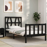 Bed Frame without Mattress Black Small Single Solid Wood Pine 3192455