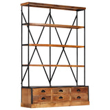 284423 4-Tier Bookcase with 6 Drawers 122x36x181 cm Solid Mango Wood