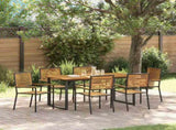 Garden Dining Set 7 pcs Black Solid Acacia Wood 3365460