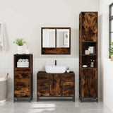 3 Piece Bathroom Furniture Set Smoked Oak Engineered Wood 3301052