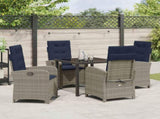 Garden Dining Set with Cushion 5 pcs Grey Poly Rattan 3380352