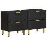 Bedside Cabinet 2 pcs Black 40x33x46 cm Solid Wood Mango 4017647