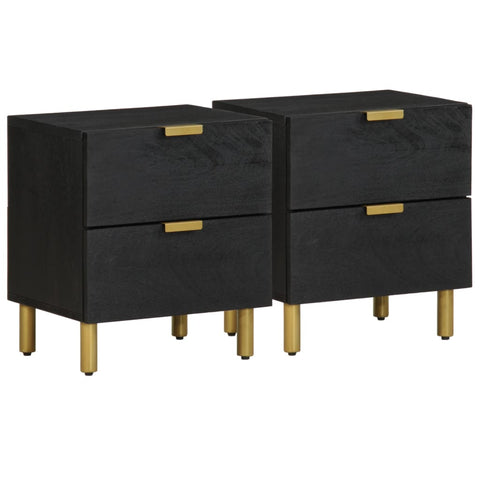 ZNTS Bedside Cabinet 2 pcs Black 40x33x46 cm Solid Wood Mango 4017647