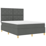 Box Spring Bed with Headboard Dark grey 140 x 200 cm Fabric 3339701