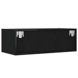 TV Cabinet with LED Lights Black Oak 75x35.5x25 cm 860230