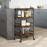 Kitchen Trolley Smoked Oak 45x35x89.5 cm Engineered Wood 842328
