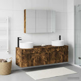 Bathroom Cabinet Set 4 pcs Smoked Oak Engineered Wood 3406667