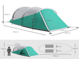 Three-Man, 3000mm Water-Resistant Two-Room Tunnel Tent - Green T3398P349027