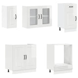 8 Piece Kitchen Cabinet Set Kalmar High Gloss White Engineered Wood 3314793