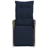Reclining Garden Chair with Cushions Grey Poly Rattan 365663