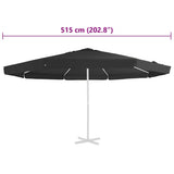 Replacement Fabric for Outdoor Parasol Black 515 cm 312544
