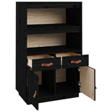 Highboard Black 67x40x108.5 cm Solid Wood Pine 820161