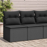 ZNTS 2 Piece Garden Sofa Set with Cushions Black Poly Rattan Acacia 3325231