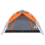 ZNTS Camping Tent Dome 4-Person Grey and Orange Quick Release 4004183