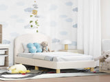 Toddler Bed Frame with Headboard Cream 70 x 140 cm Sheep Fabric 42010964
