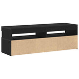 TV Cabinet with LED Black Oak 120 x 35 x 40 cm Engineered Wood 862553