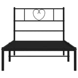 Metal Bed Frame without Mattress with Headboard Black 90x190cm 355455