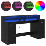 Desk with Drawer Black oak 160 x 55 x 91 cm Engineered wood 3365615