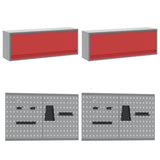 Work Bench Set with Lock 8 pcs Red and Grey Powder-Coated Steel 3321499