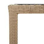 Garden Table with Glass Top Beige Poly Rattan&Tempered Glass 319556