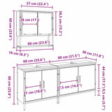 Bathroom Furniture Set with Shelf 3 pcs Brown Engineered wood 3334364