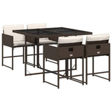 Garden Dining Set Brown Poly Rattan Medium Foldable 3211257