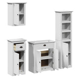 4 Piece Bathroom Furniture Set BODO White Solid Wood Pine 3307650