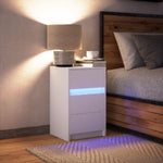 ZNTS Bedside Cabinet with LED Lights White Engineered Wood 852012