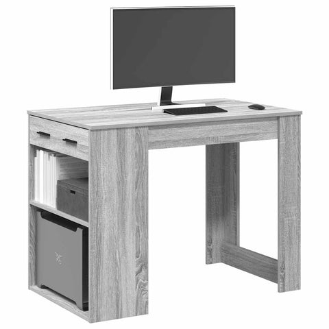 ZNTS Desk with Drawer and Shelf Grey Sonoma 102x62x77.5 cm Engineered Wood 858691