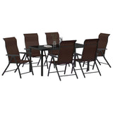 Garden Dining Set 7 pcs Brown Powder-Coated Steel 3379265