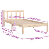 810072 Bed Frame without Mattress Solid Wood 100x200 cm