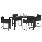 Garden Dining Set with Cushion 5 pcs Black Poly Rattan 3380010