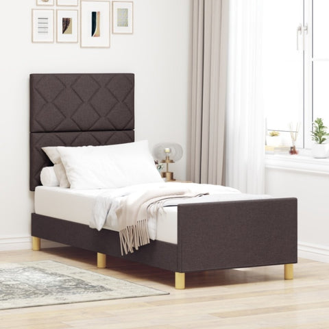 ZNTS Bed Frame Dark Brown 80x200 cm Fabric 3344763