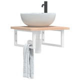 Basin Shelf Wall Mounted Steel and Solid Wood Oak 3302380