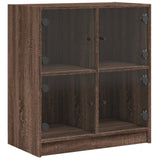 Side Cabinet with Glass Doors Brown Oak 68x37x75.5 cm 836384