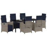 Garden Dining Set with Cushion 7 pcs Grey Poly Rattan 3380363