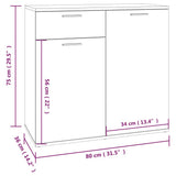 Sideboard Smoked Oak 80x36x75 cm Engineered Wood 815489