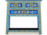 Sideboard with Drawers Solid Mango Wood Turquoise Hand Painted 244840