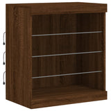 Sideboard with LED Lights Brown Oak 60.5x37x67 cm 836699