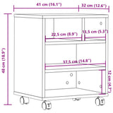Printer Stand with Wheels Sonoma Oak 41x32x48 cm 840620