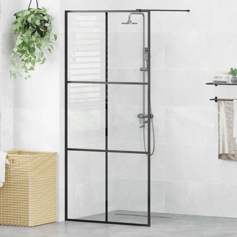 Walk-in Shower Wall with Clear ESG Glass 90x195 cm Black 151024