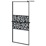 ZNTS Walk-in Shower Wall with Shelf Black 90x195 cm ESG Glass&Aluminium 3185464