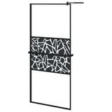 Walk-in Shower Wall with Shelf Black 90x195 cm ESG Glass&Aluminium 3185464