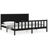Bed Frame without Mattress Black 200x200 cm Solid Wood Pine 3192645
