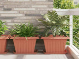 Square Flower Tray 24 pcs Brick Red 36 x 36 x 3 cm Plastic 42020372
