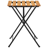 Bistro Table And Chair Brown and Black Solid Acacia Wood Medium 313157