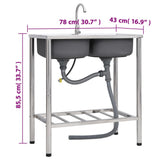 Camping Sink Double Basins with Tap Stainless Steel 151212