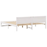 Bed Frame with Headboard White 200 x 200 cm Solid Pine Wood 873260